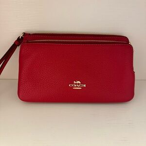 Coach Vibrant Red Leather Clutch